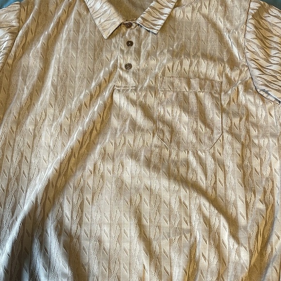 VTG Retro Shirt Haband Collared Large Tan Long Pattern 90s Stag Hill Button - Picture 13 of 15